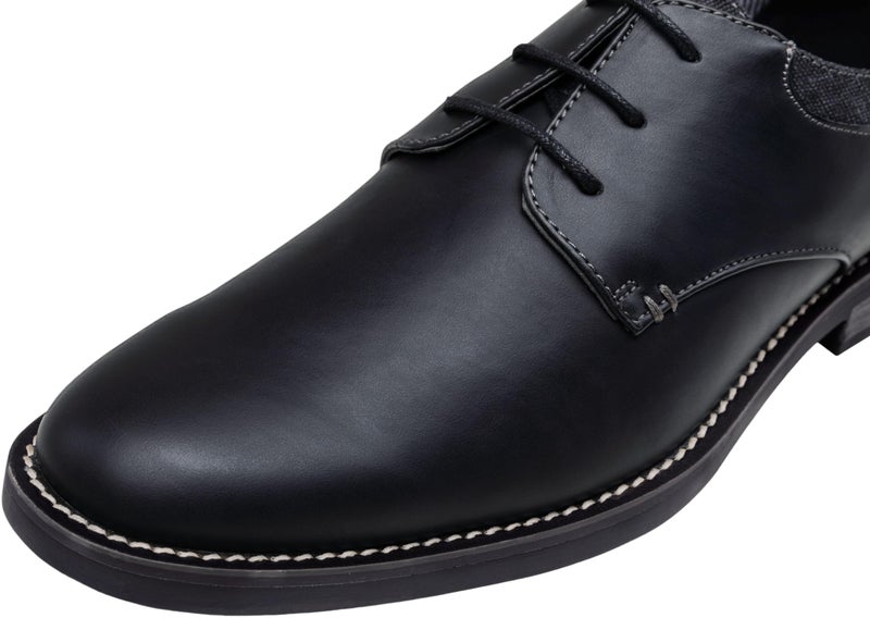 Jousen Mens Dress Shoes Plain Toe Business Casual Oxfords Black Dress Shoes for Men (AMY623 Black 9) - Image 2